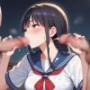 【同人エロCG画像】Wフェラやぶっかけ！乱交セックスで生意気な女子生徒を巨チンで解らせる！