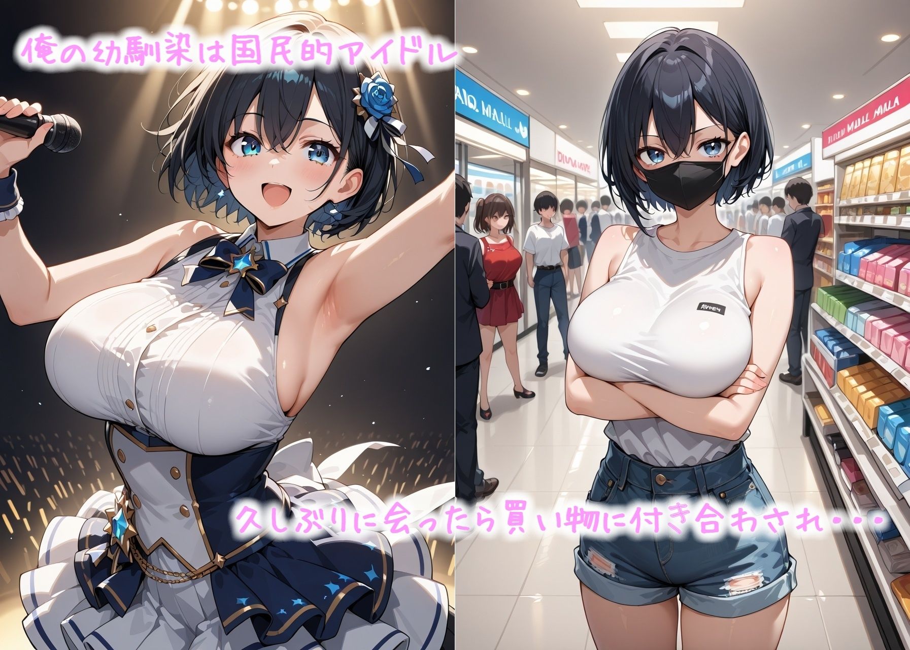 【同人エロCG画像】幼なじみのアイドルとホテルでイチャラブエッチしちゃうエロ画像！｜d_544484 無料 同人エロCG画像 アイドル・芸能人 画像1