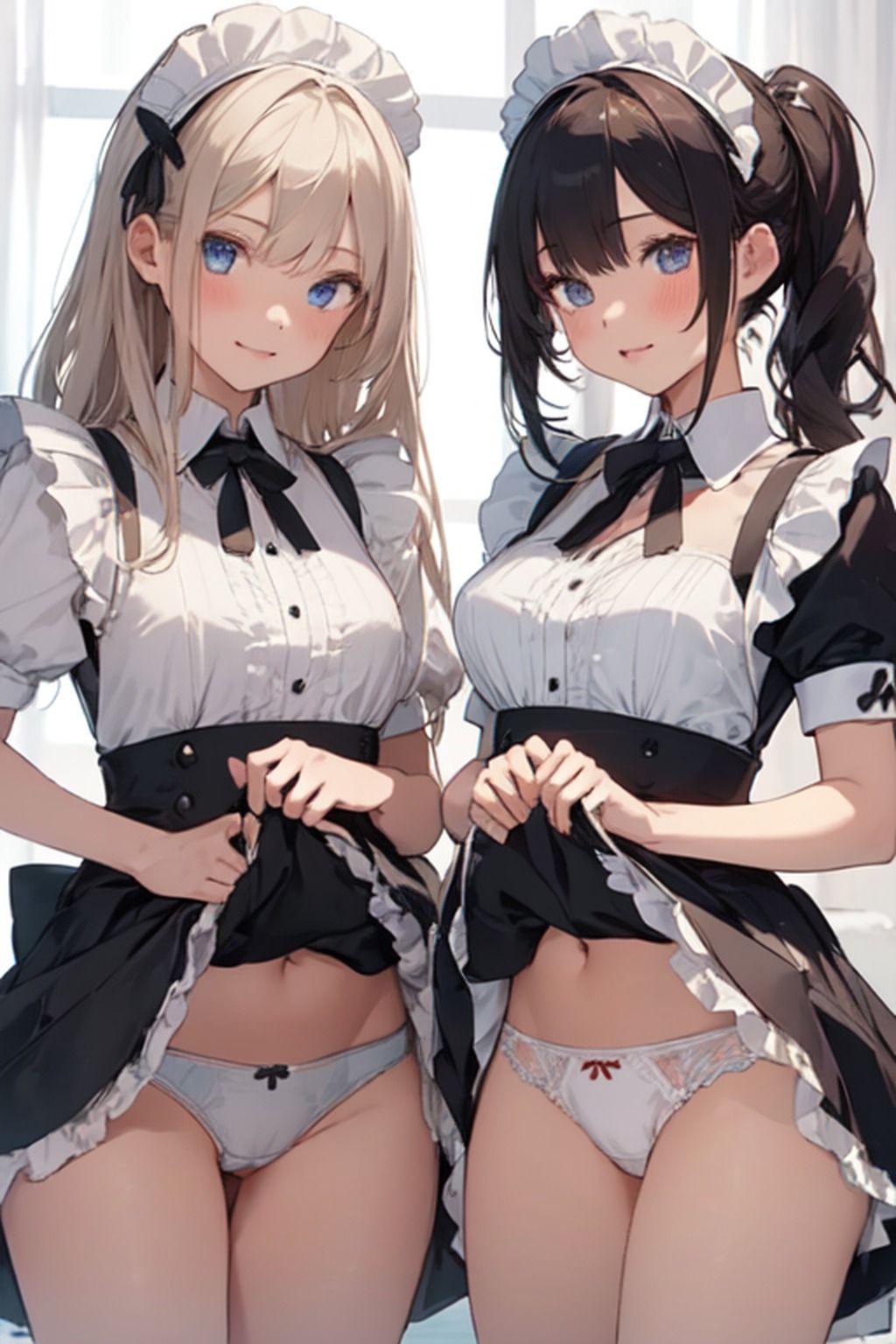 【同人エロ画像】パンチラ、開脚、巨乳おっぱいポロリ！激カワメイドたちのAIイラスト集！｜d_500829 無料 同人エロCG画像 イラスト・CG集 画像1