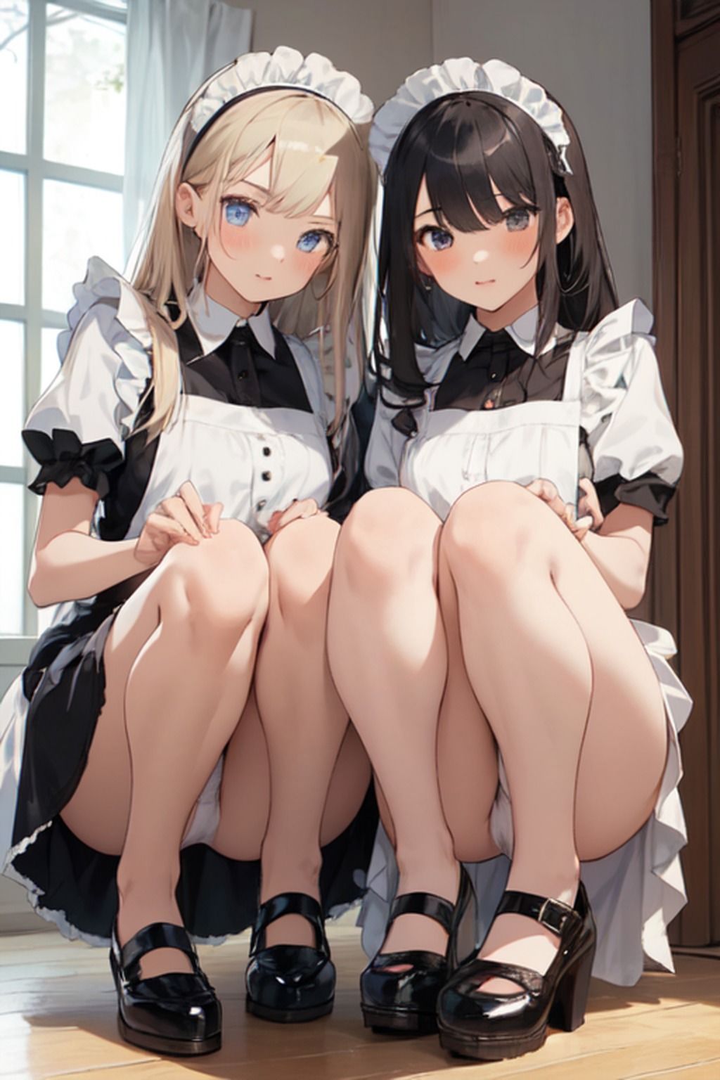 【同人エロ画像】パンチラ、開脚、巨乳おっぱいポロリ！激カワメイドたちのAIイラスト集！｜d_500829 無料 同人エロCG画像 イラスト・CG集 画像6