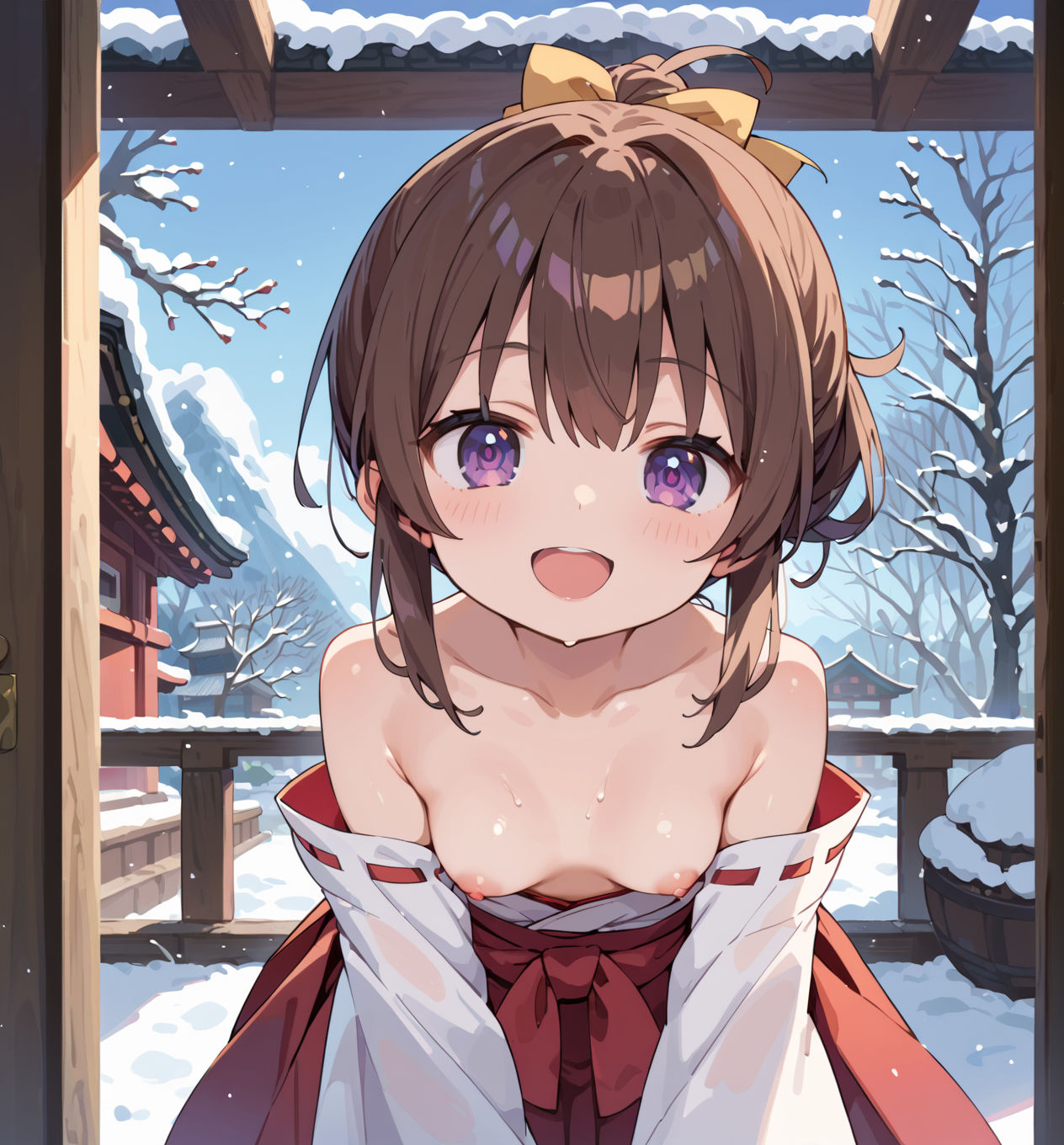 初詣に巫女さんが野外でパイズリフェラや生ハメさせてくれる画像集 無料 同人エロCG画像 アナル 画像4