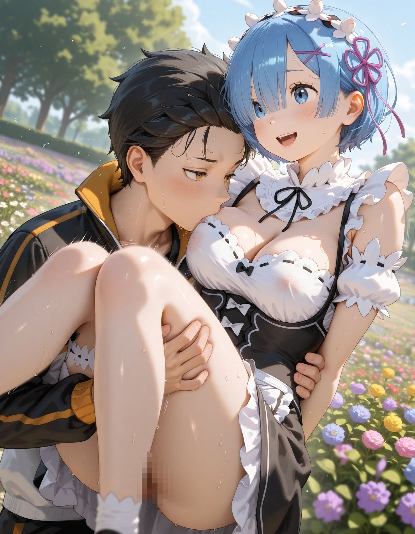 メイドと野外でクンニやSEXしちゃう！ 無料 同人エロCG画像 クンニ 画像1