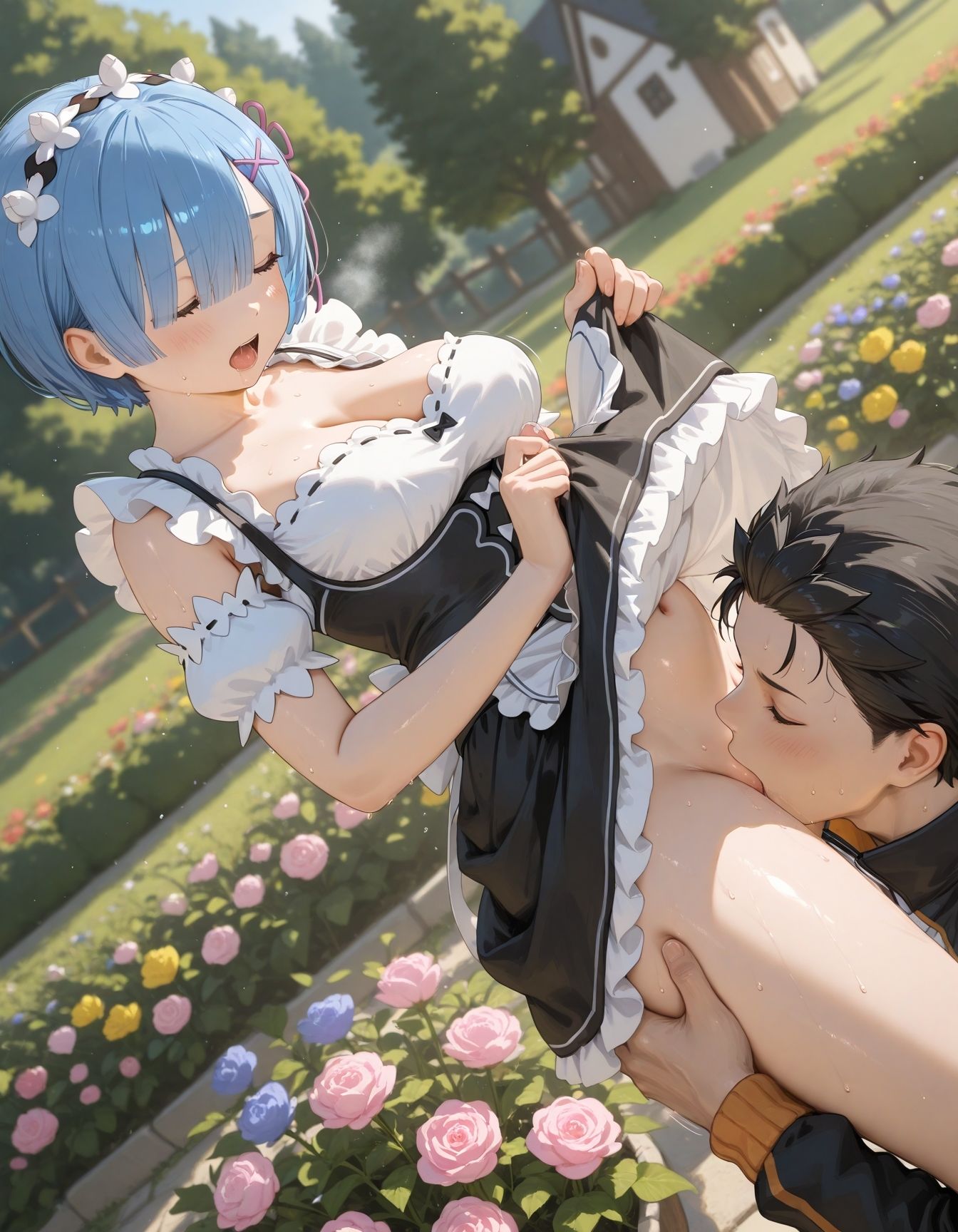 メイドと野外でクンニやSEXしちゃう！ 無料 同人エロCG画像 クンニ 画像2